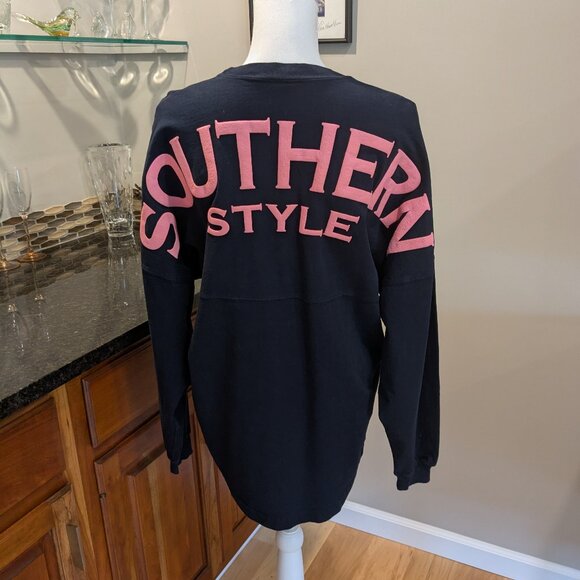 Comfy Black Navy Southern Style Tunic Tee w/Pink Bow Long Sleeve Jersey Top S - Picture 4 of 8